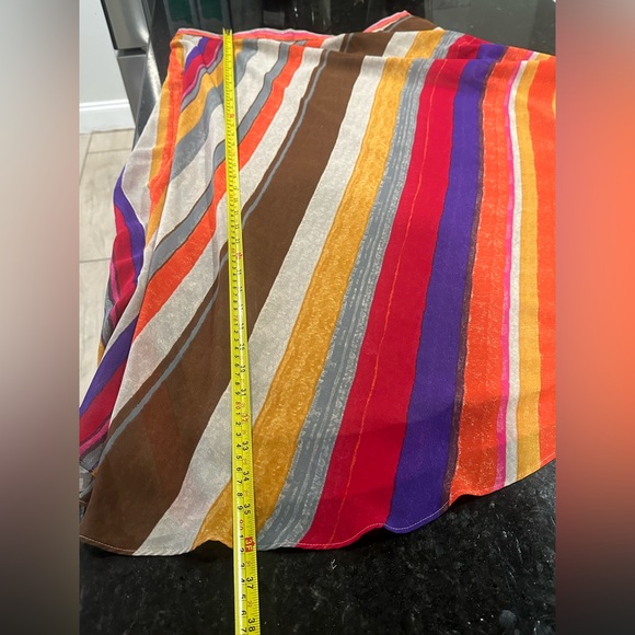 Lauren Ralph Lauren Serape Georgette Multicolor Striped A-Line Skirt Sz 14 boho - Picture 6 of 6